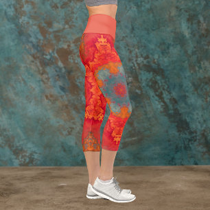 Hippie psychédélique Bleu Orange et Leggings rouge