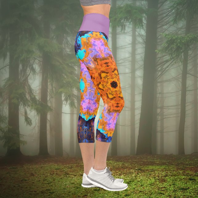Hippie psychédélique Leggings bleu et jaune orange (Créateur téléchargé)