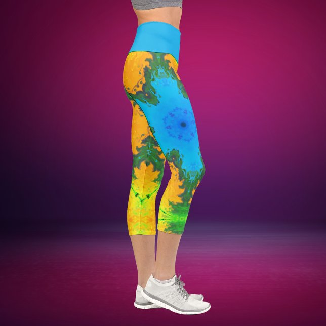 Hippie psychédélique Leggings bleu jaune et vert (Créateur téléchargé)
