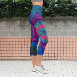 Hippie psychédélique Leggings bleu rose et violet