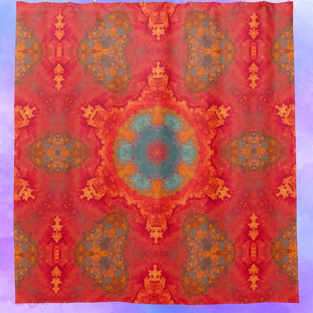 Hippie psychédélique rideau de douche rouge et Tur (Créateur téléchargé)