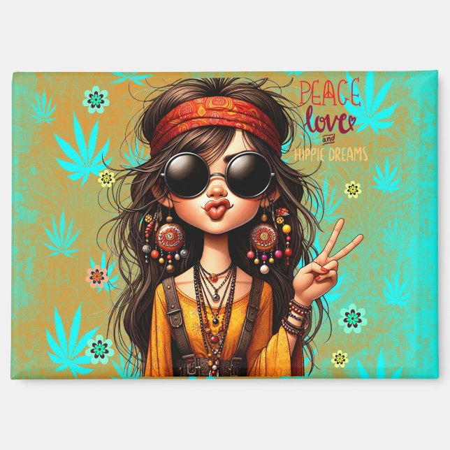 Hippie Quirky Peace & Love Magnet (Recto)