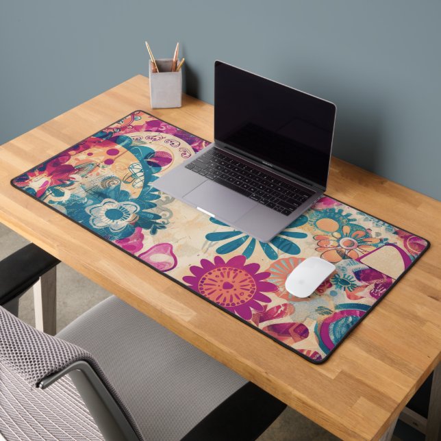 Hippie rétro : Fleurs sauvages Mat de bureau (Bureau 2)