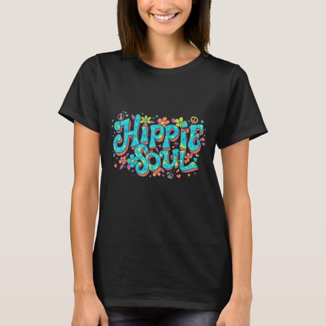 HIPPIE SOUL (Turquoise letters) T-SHIRT (Devant)