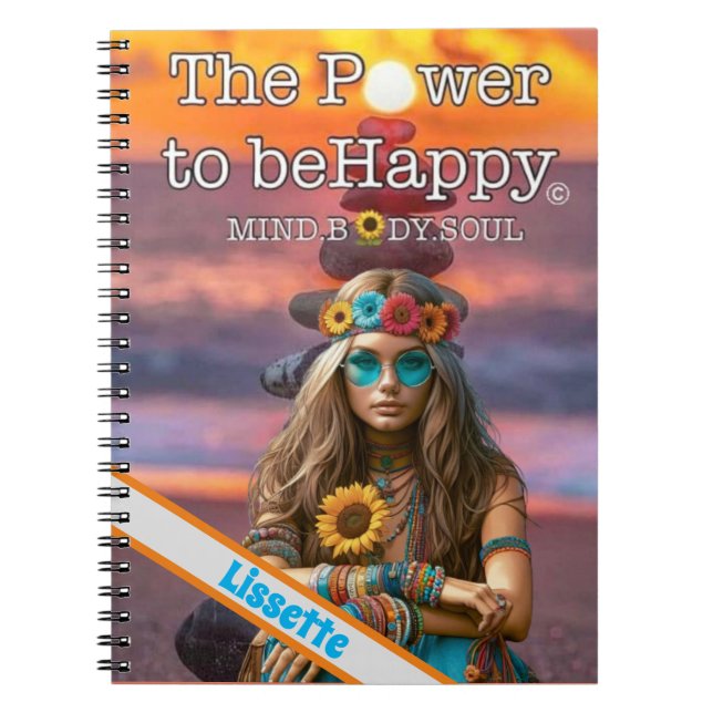HIPPIE-THEMED CARNET - NOM PERSONNALISÉ (Devant)