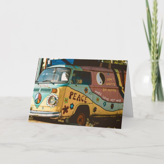 HIPPIE VAN FUNNY ACCUEILLE LA CARTE DE voeux D'ANN (Devant)