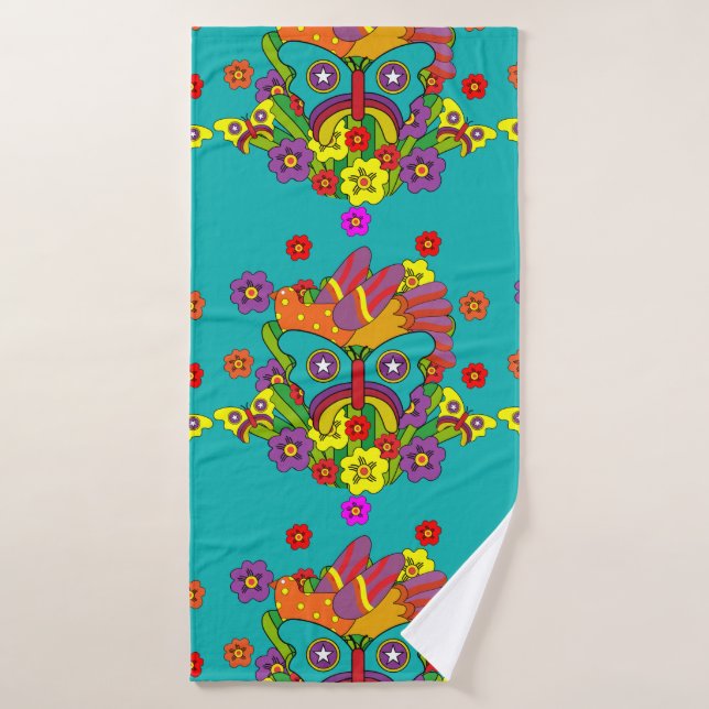 Hippies - Hippy Flower Power - Hippies mignons - 1 (Serviette de bain)
