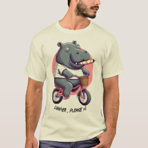 Hippo à vélo "Plus clair, s'il vous plaît" T-shirt