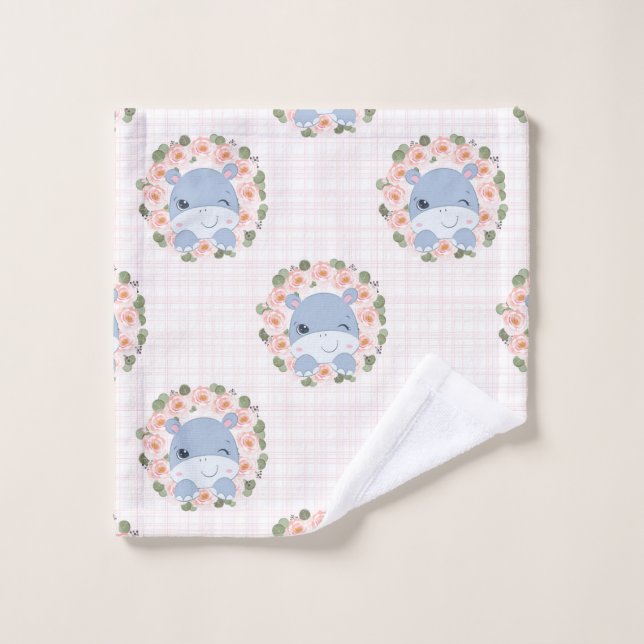 Hippo And Flower Tattoo (Gant de toilette)