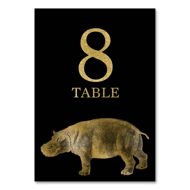Hippo animal africain Jungle Numéro de table Carte (Par défaut)