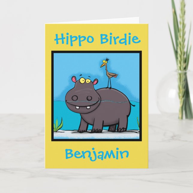 Hippo birdie drôle de carte d'anniversaire (Devant)