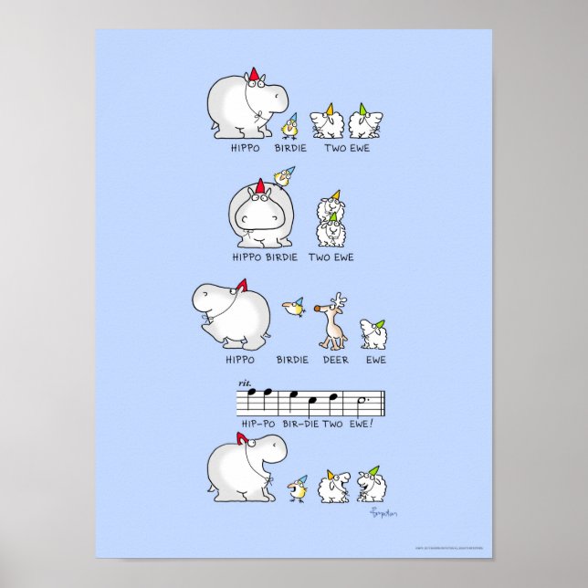 HIPPO BIRDIE TWO EWE poster par Sandra Boynton (Devant)