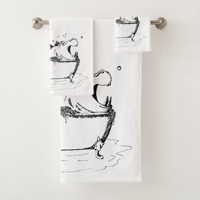 Hippo dans le bain amusant Illustration noir (En situation)