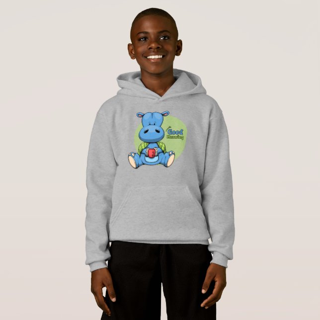 Hippo de dessin | Sweat - shirt à capuche de bascu (Devant entier)