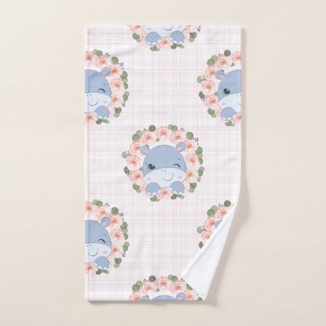 Hippo Et Tatouage Fleur (Serviette à main)