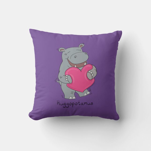 Hippo Hugs Valentine's Day Coussin (Recto)