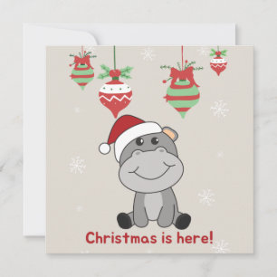 Hippo Joyeux Noël Animaux d'hiver Invitation Hippo