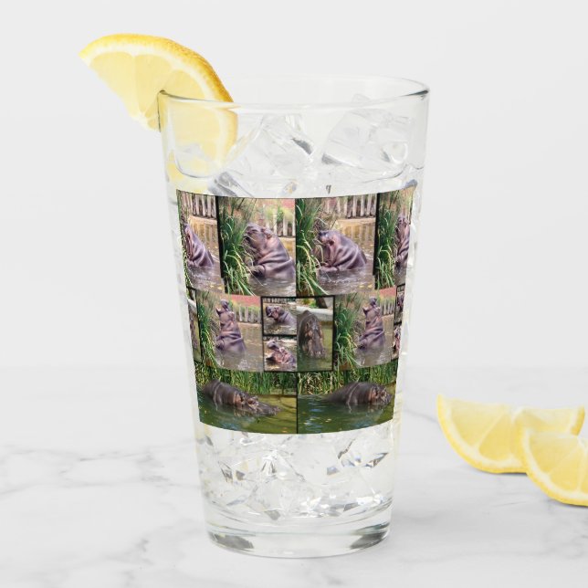 Hippo Photo Collage, Boire du verre (Devant glace)