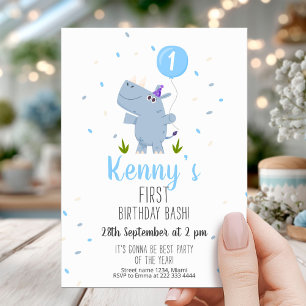 Hippo Premier Invitation de fête d'anniversaire