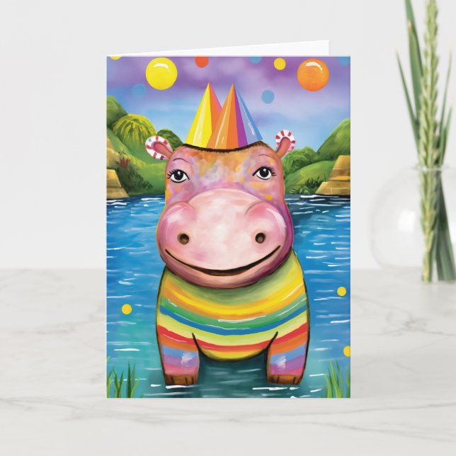 Hippo River Revels : Carte Anniversaire de enfant  (Devant)