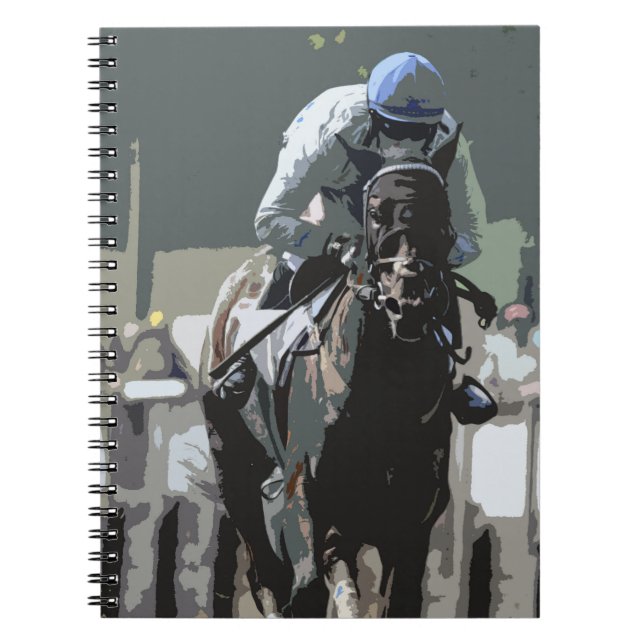 Hippocampe Avec Jockey Dans Carnet Spiral Bleu (Devant)