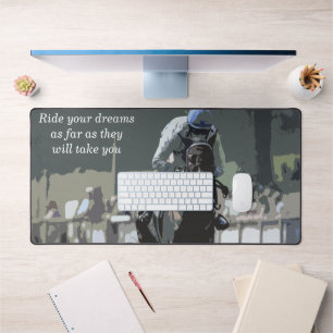 Hippocampe Avec Jockey En Mat De Bureau Bleu