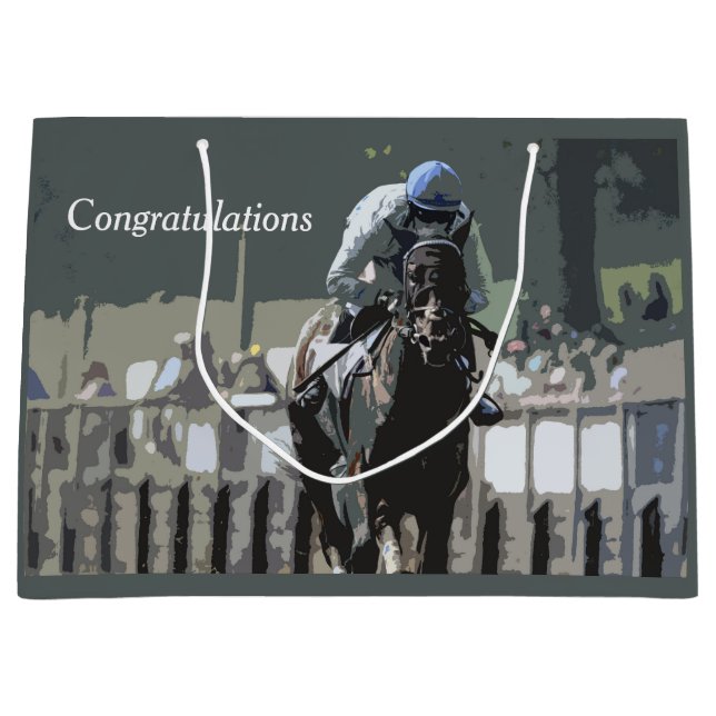 Hippocampe Avec Jockey En Sac Cadeau Bleu (Devant)