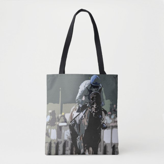 Hippocampe Avec Jockey En Sac fourre-tout Bleu (Devant)