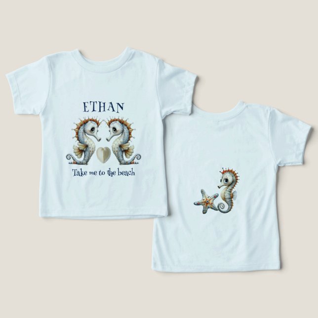 Hippocampe de bébé de plage personnalisé (Design Recto & Verso)