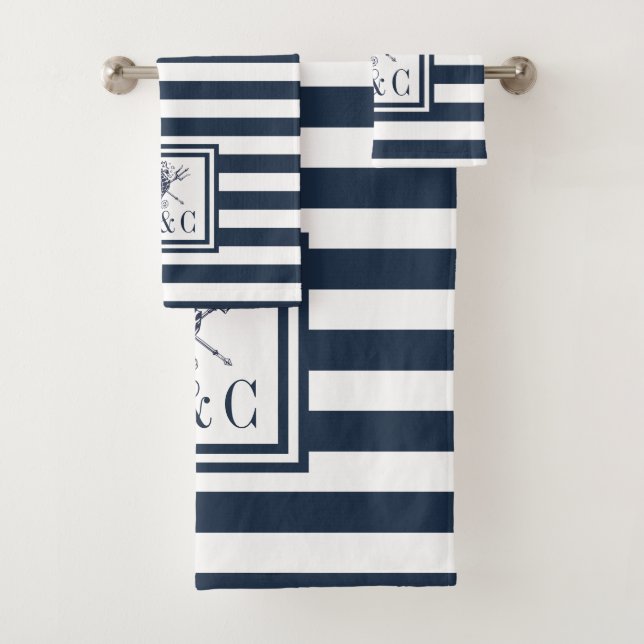 Hippocampe Monogramme Marin Rayure Bleu Marine (En situation)