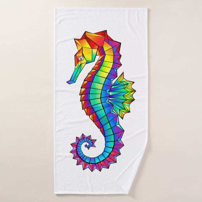 Hippocampe polygonal arc-en-ciel (Serviette de bain)