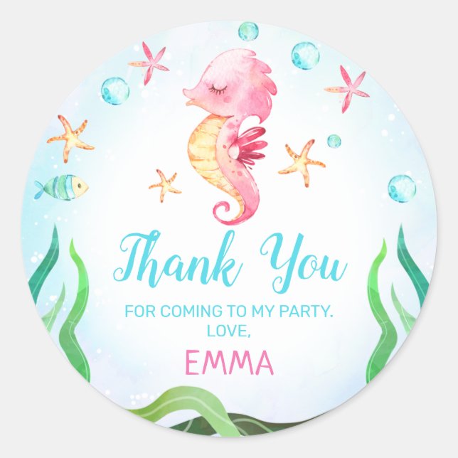 Hippocampe sous la mer Sticker Anniversaire (Devant)