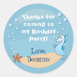 Hippocampe sous les autocollants de Merci de mer