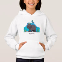 Hippopotame drôle et mignon avec dessin animé d'oi