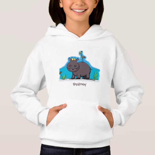 Hippopotame drôle et mignon avec dessin animé d'oi (Devant)