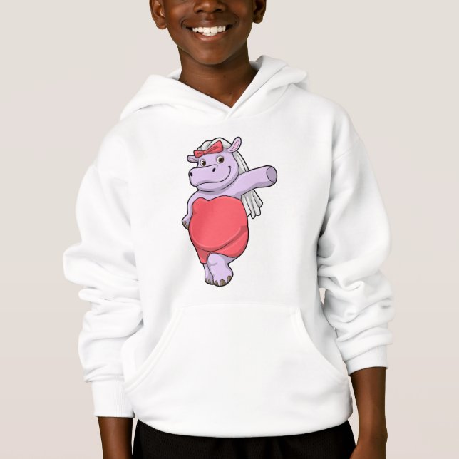 Hippopotame en mariée avec voile et nœud (Devant)