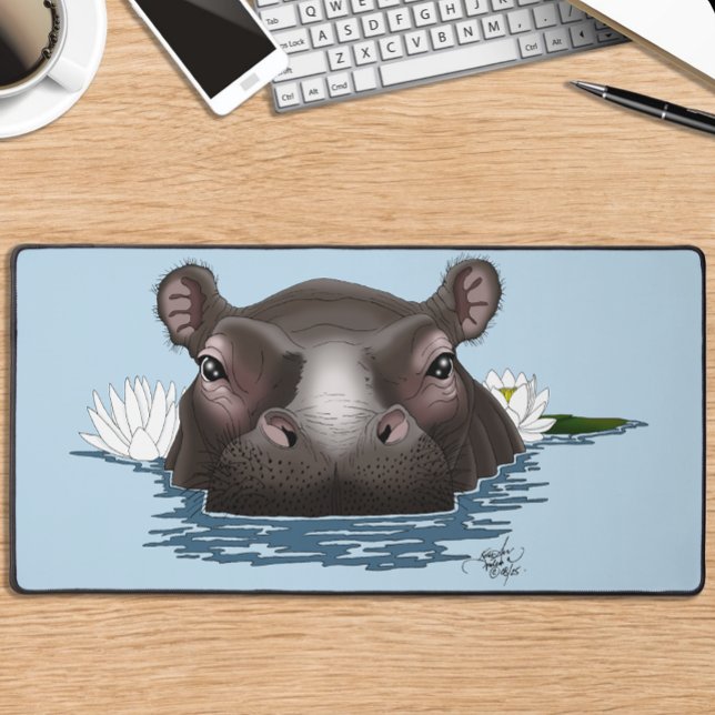 Hippopotame Lotus Blanc Bleu (Créateur téléchargé)
