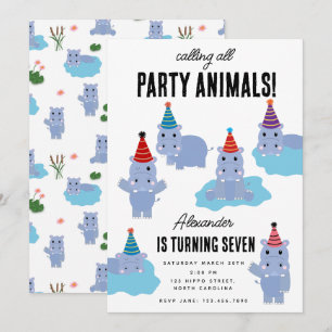 Hippopotame Mignon Invitation Anniversaire Animaux