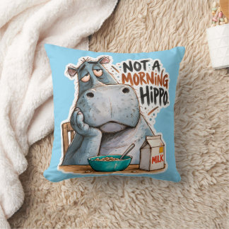 🦛😴 Hippopotame Pas du Matin – Oreiller de Lancer