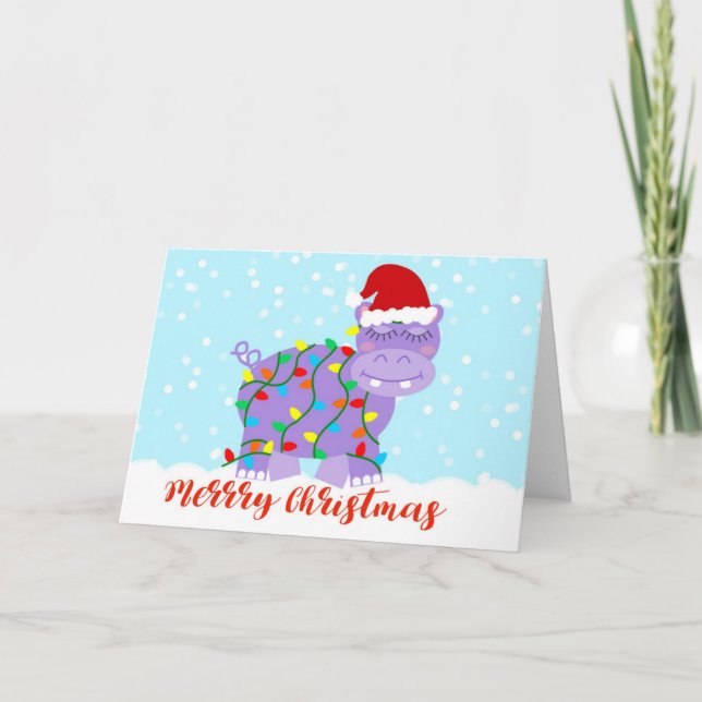 Hippopotame pour carte de Noël (Devant)