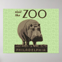 Hippopotame vintage hippo zoo poster wpa
