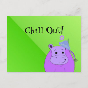 Hippopotame Violet Cool - Carte Postale Détente