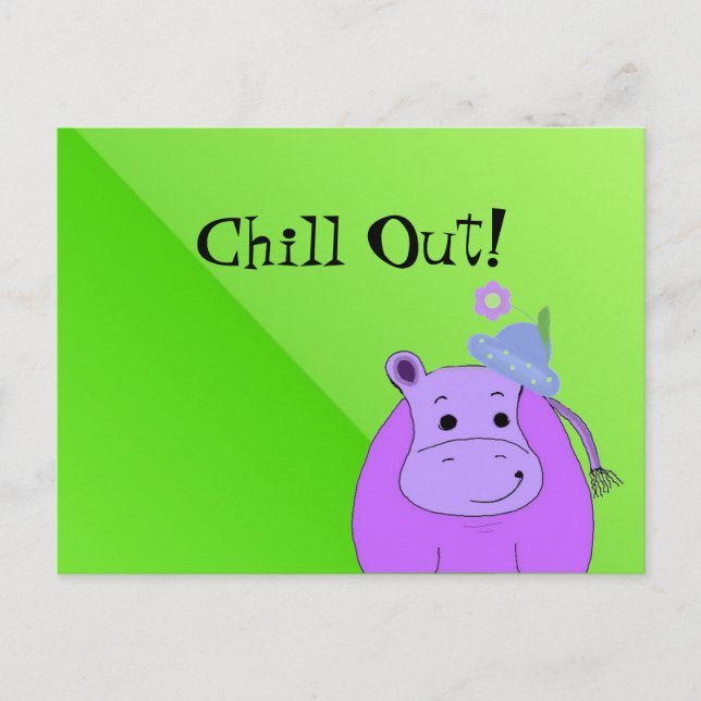 Hippopotame Violet Cool - Carte Postale Détente (Devant)