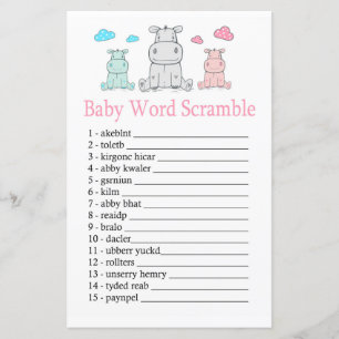 Hippopotamus Baby mot scramble jeu
