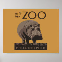 Hippopotamus Vintage WPA Zoom Poster Philadelphie
