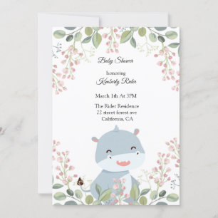 Hippopotamus Woodland Invitations de douches pour 