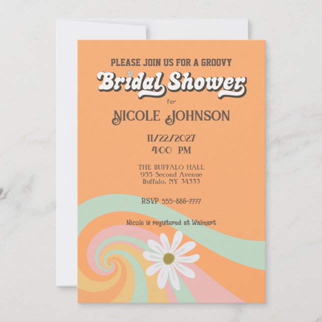 Hippy Boho Retro nuptiale douche Invitation (Devant)