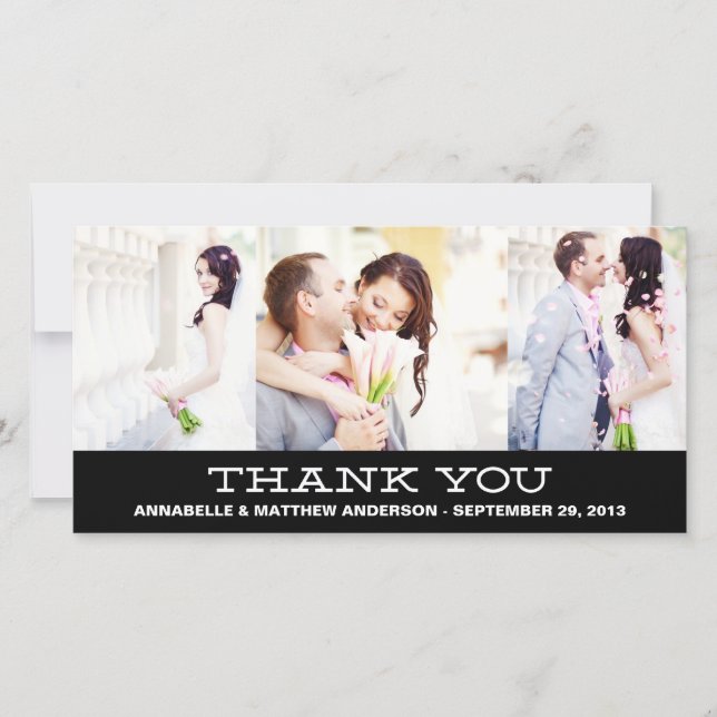 HIPSTER COLLAGE | CARTE PHOTO mariage MERCI (Devant)