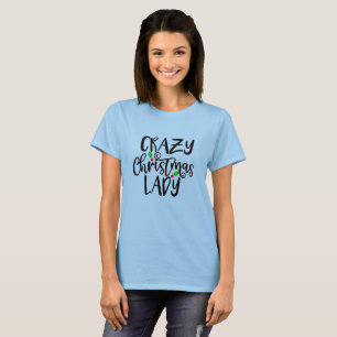 Hipster Crazy Christmas Lady Funny T-shirt Design
