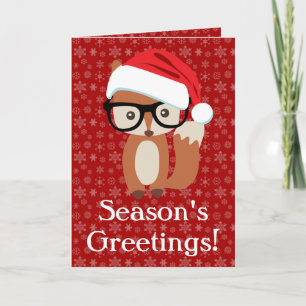 Hipster Holiday Fox avec lunettes Carte de voeux p